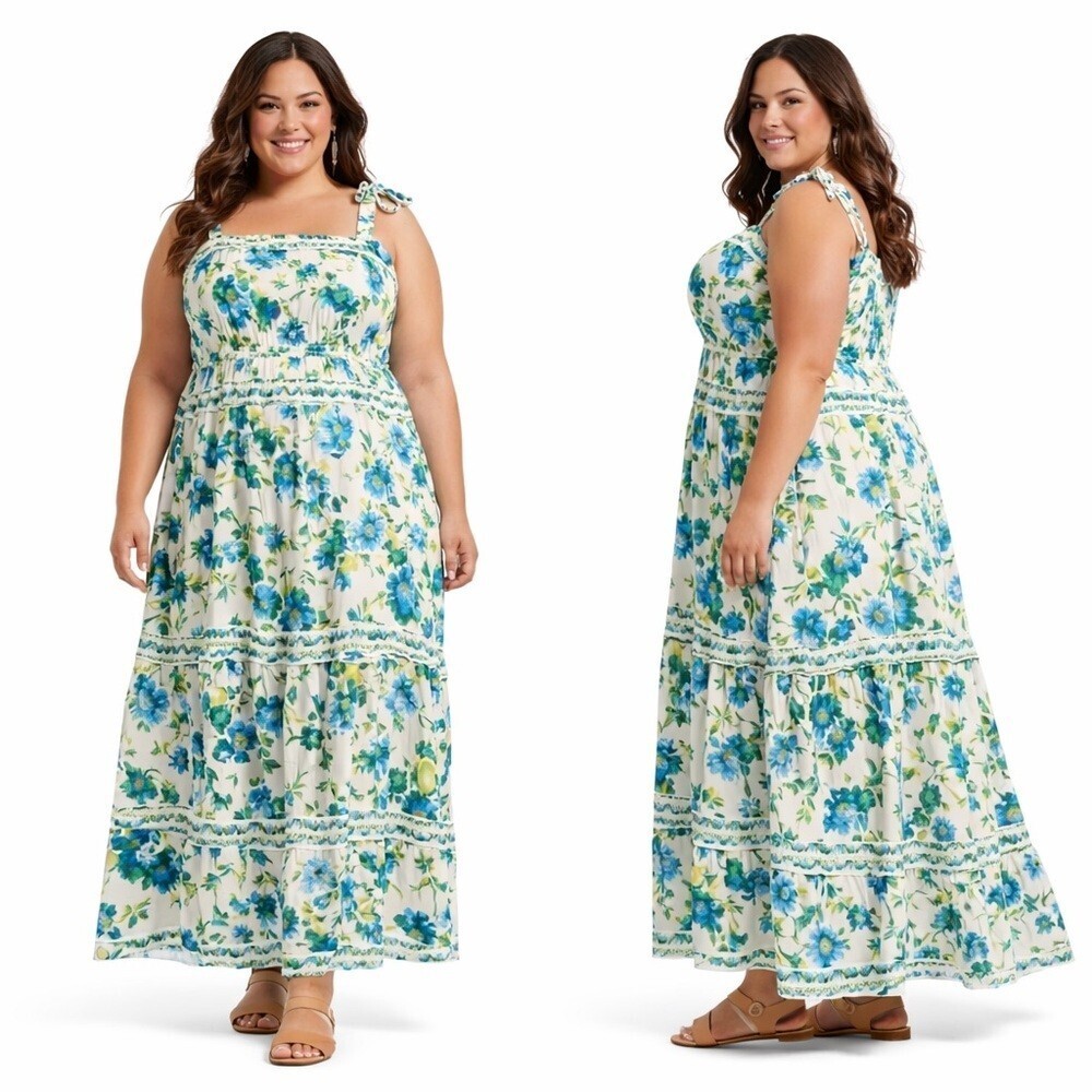 NEW Chelsea28 Tie Strap Floral Print Maxi Dress – Size 2X